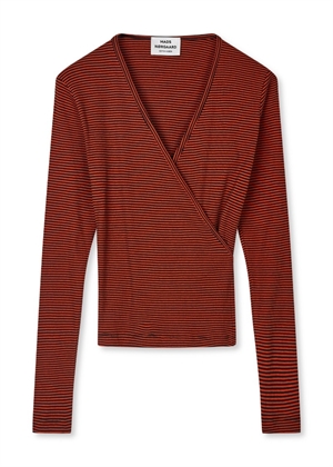 Susi ls stripe bluse Fiery Red/Black Mads Nørgaard 